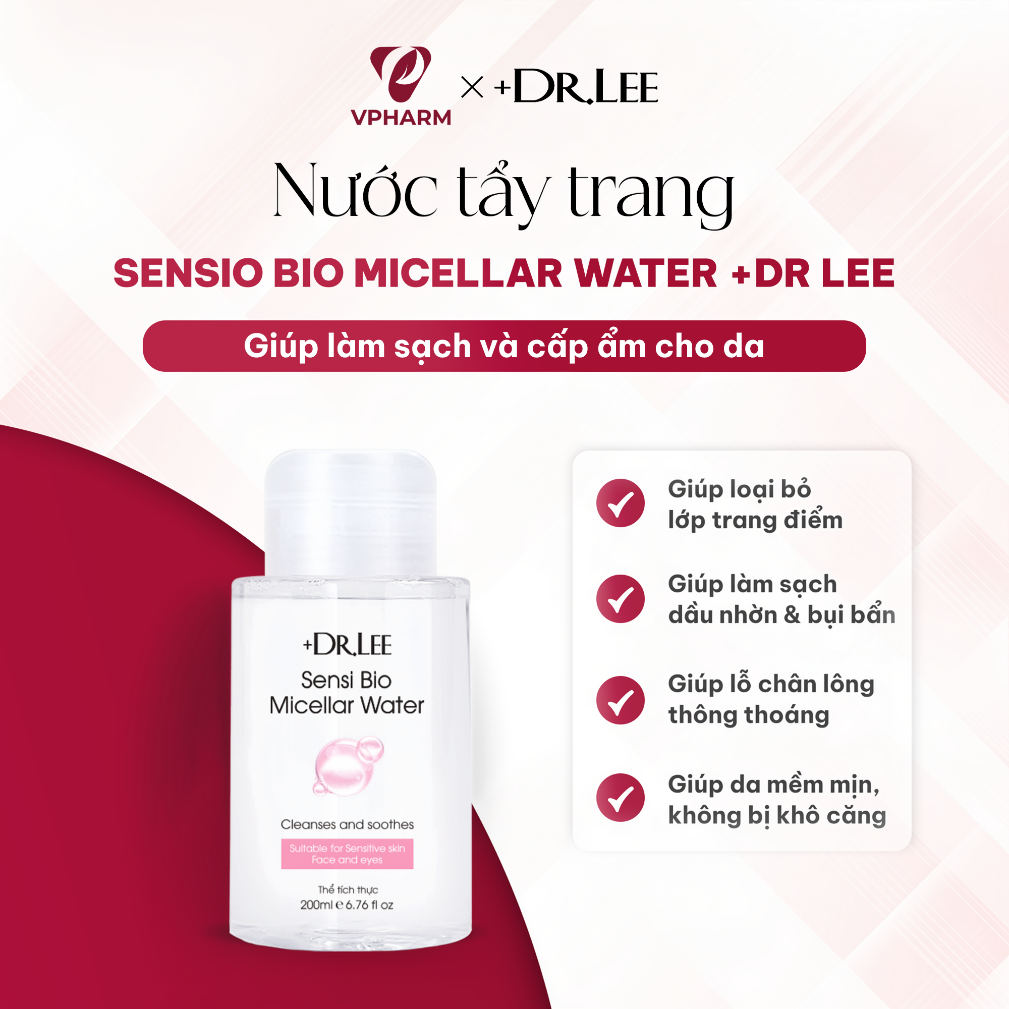 Nước tẩy trang +Dr.lee Sensi Bio Micellar Water 200ml