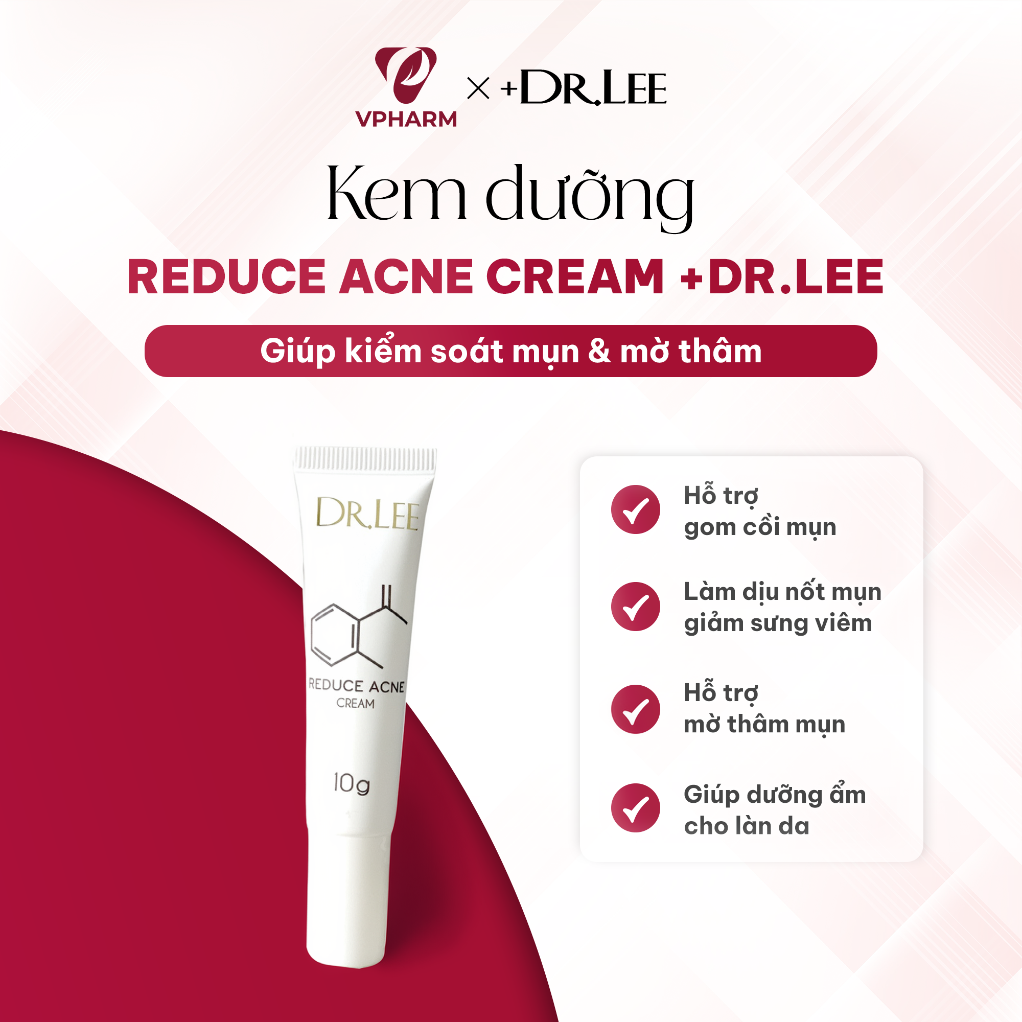 Kem kiểm soát mụn mờ thâm +Dr.Lee Reduce Acne Cream