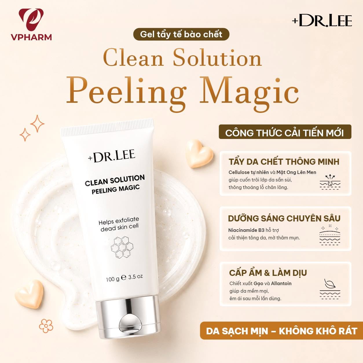 Gel Tẩy Da Chết Sinh Học +Dr.lee Clean Solution Peeling Magic 100g