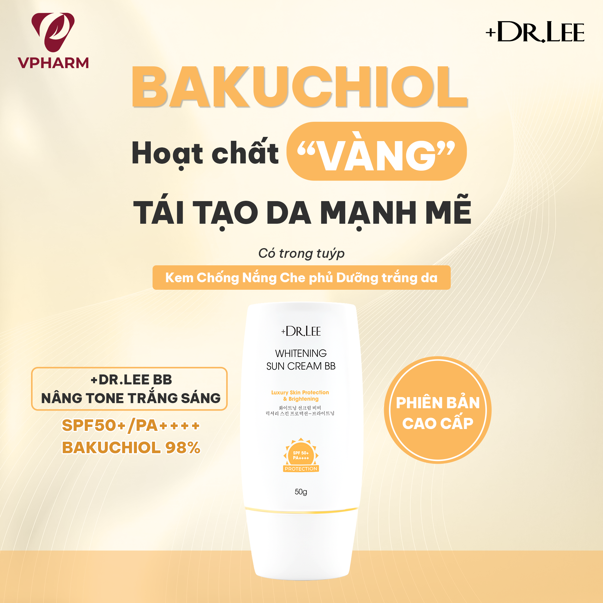 Kem Chống Nắng Phổ Rộng +Dr.Lee BB Luxury - Nâng Tone, Trắng Sáng & Ngừa Lão Hóa (SPF 50+/PA++++, Bakuchiol 98%, 50g) - Ảnh 5