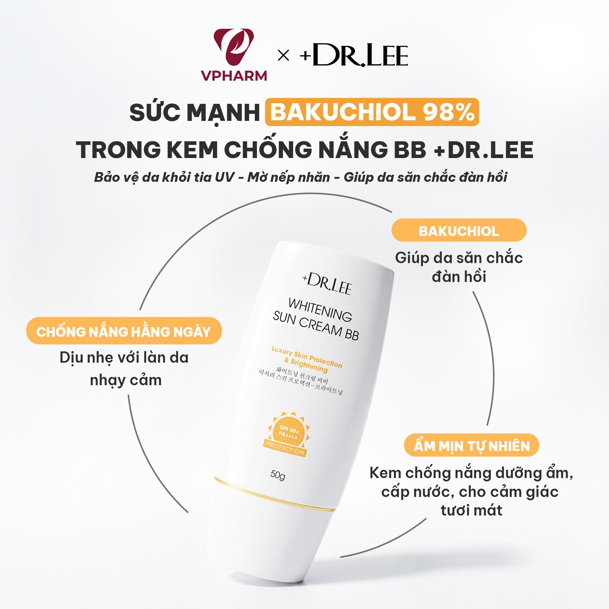 Kem Chống Nắng Phổ Rộng +Dr.Lee BB Luxury - Nâng Tone, Trắng Sáng & Ngừa Lão Hóa (SPF 50+/PA++++, Bakuchiol 98%, 50g) - Ảnh 3