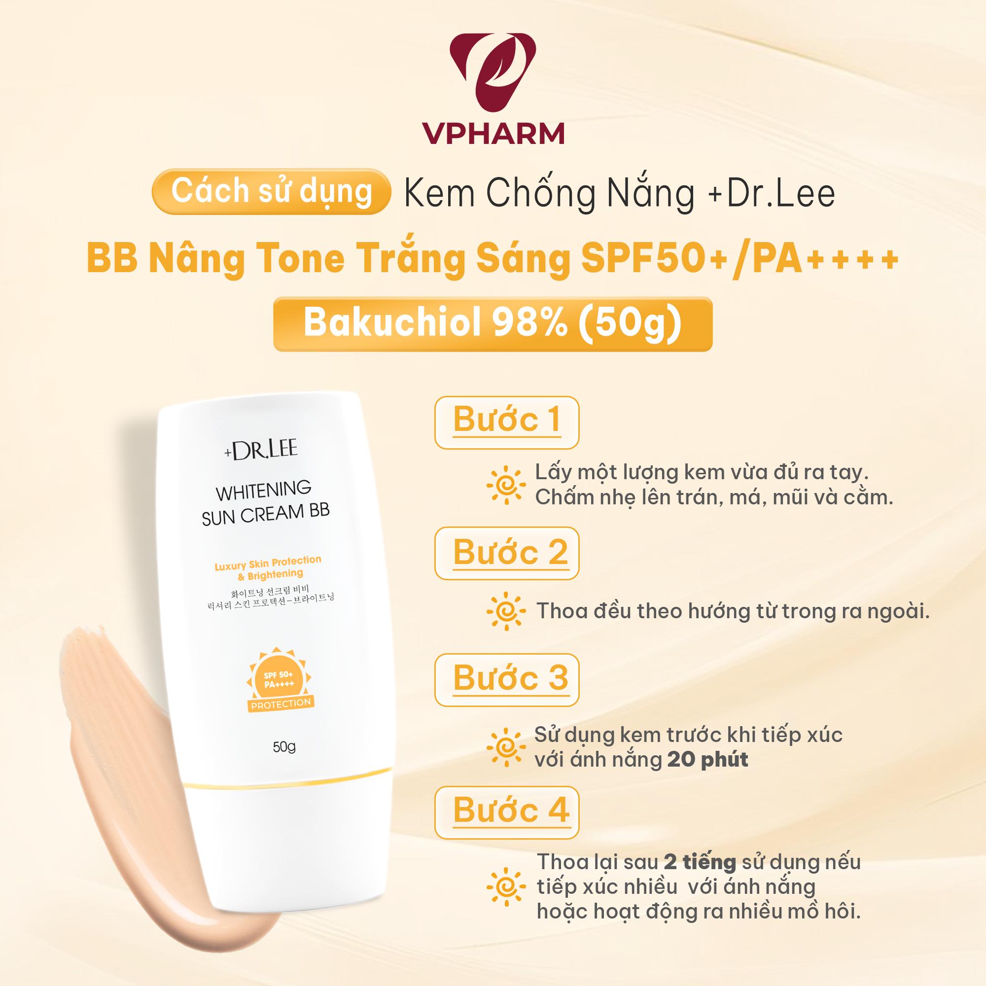 Kem Chống Nắng Phổ Rộng +Dr.Lee BB Luxury - Nâng Tone, Trắng Sáng & Ngừa Lão Hóa (SPF 50+/PA++++, Bakuchiol 98%, 50g) - Ảnh 7