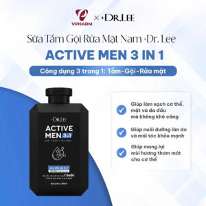 Sữa Tắm Gội Rửa Mặt 3in1 +Dr.Lee Active Men 350ml – Dầu Gội Sạch Gàu, Sữa Tắm Mát Lạnh, Giảm Mụn Lưng