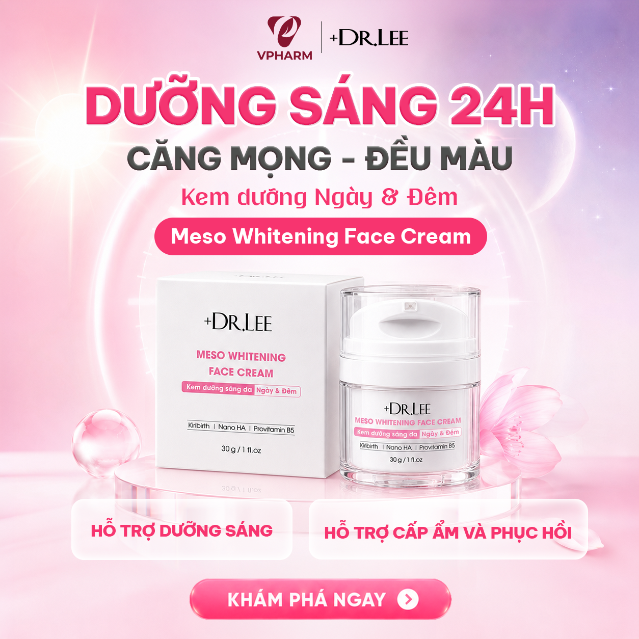 Kem Dưỡng Trắng & Mờ Nám Ngày Đêm +Dr.lee Meso Whitening Face Cream 24H (30g)
