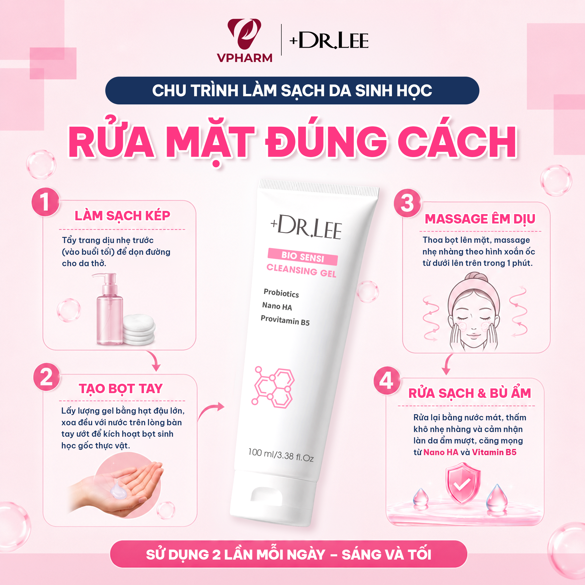 Alternative view of Gel rửa mặt sinh học +Dr.Lee giúp làm sạch dịu nhẹ, ngừa mụn và phục hồi 100g.